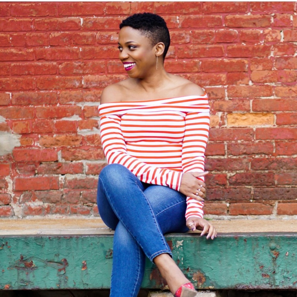 • J.Crew Red & White Off The Shoulder Top Long Sleeve